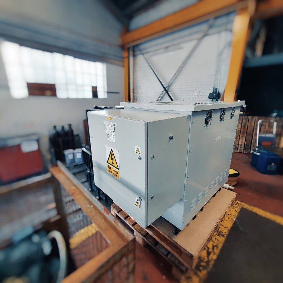 A repaired industrial transformer